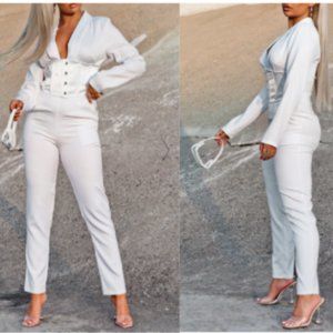 NWT PLT Vintage White Corset Jumpsuit